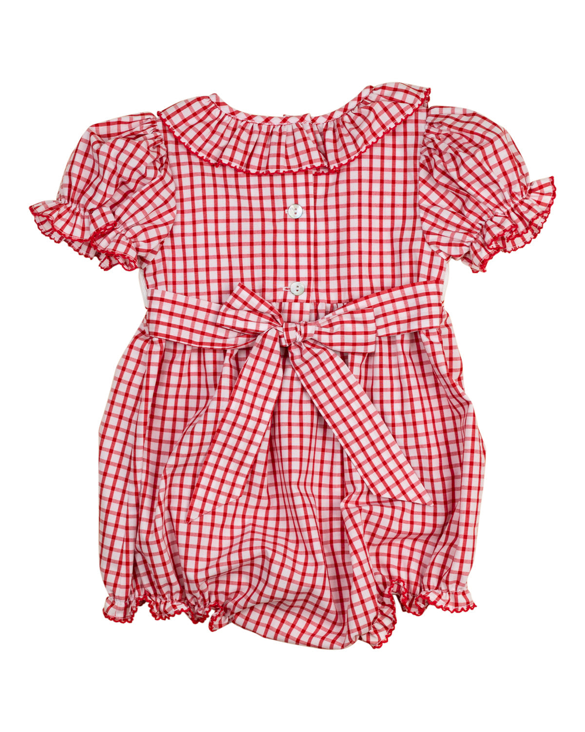 Red Windowpane Cotton Girl Bubble back view