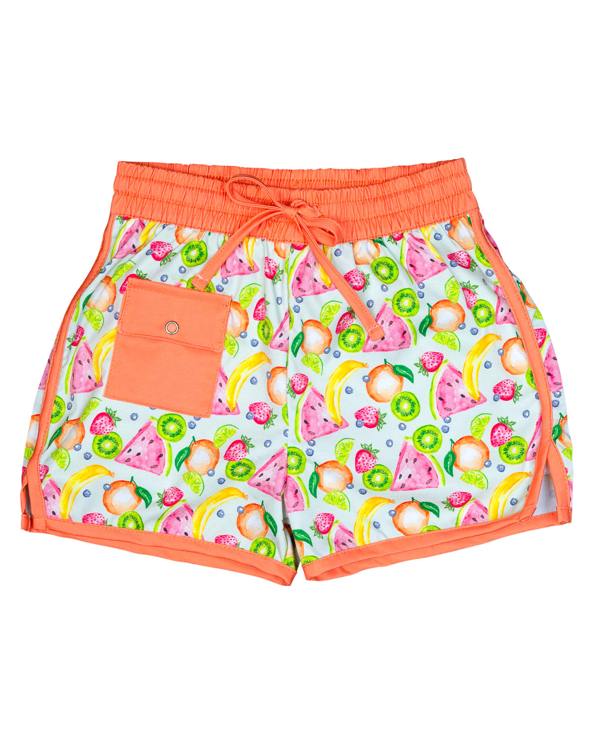 Tropical Fruit Swim Trunks colorful fruit pattern