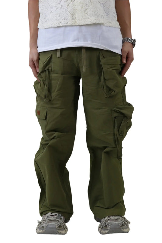 VONT FINE TWILL NYLON BAGGY FIT CARGO PANTS front view