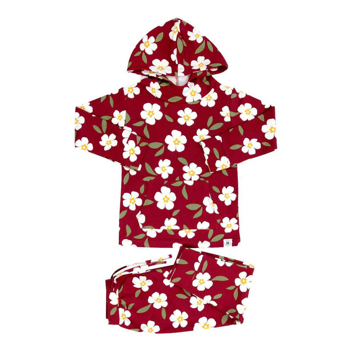 Hooded jogger set red floral matching outfit