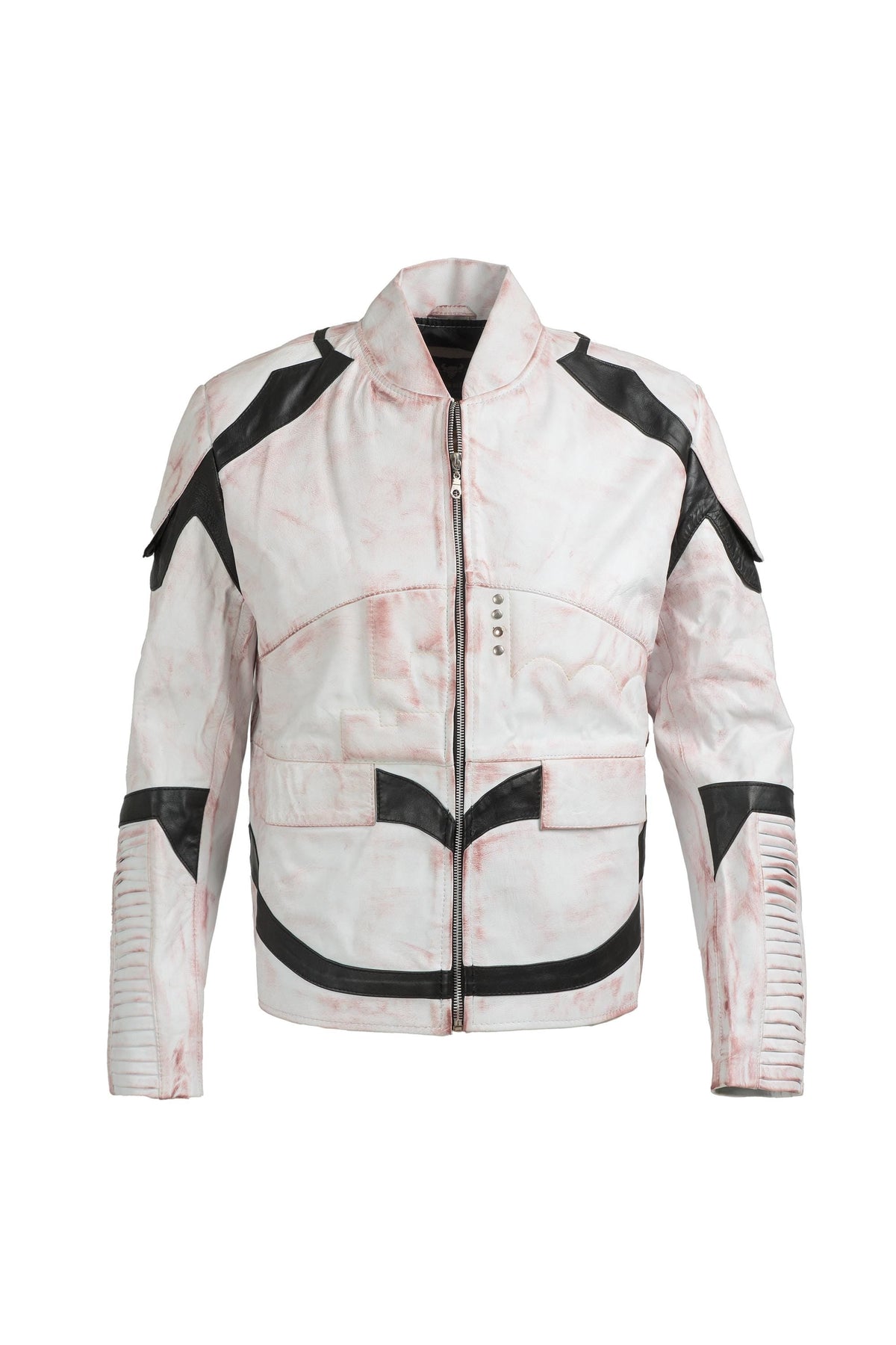 Stormtrooper-Inspired White Leather Jacket front view