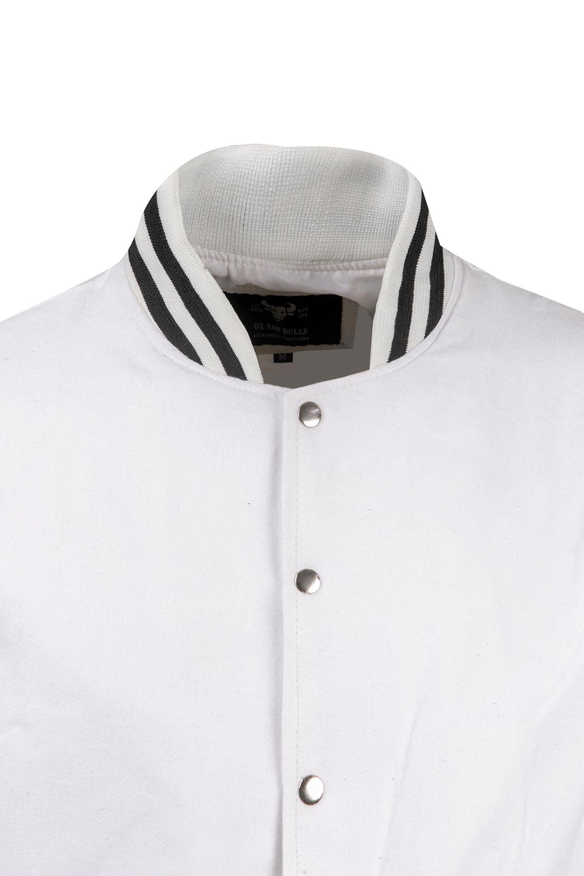 The Weeknd XO Varsity Jacket front collar and button detail